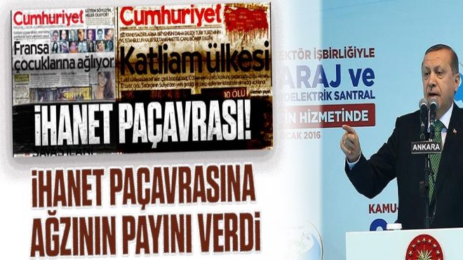 Erdoğan ihanet paçavrasına ağzının payını verdi