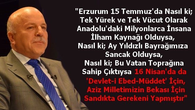 Mehmet Sekmen: Erzurum yeni bir demokrasi destanı yazdı..