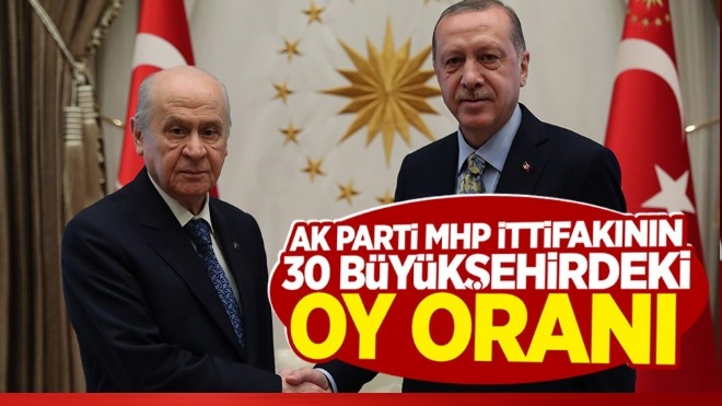 İşte AK Parti MHP ittifakının 30 büyükşehir´deki oy oranı 