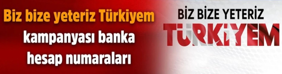 Biz bize yeteriz Türkiyem kampanyası banka hesap numaraları