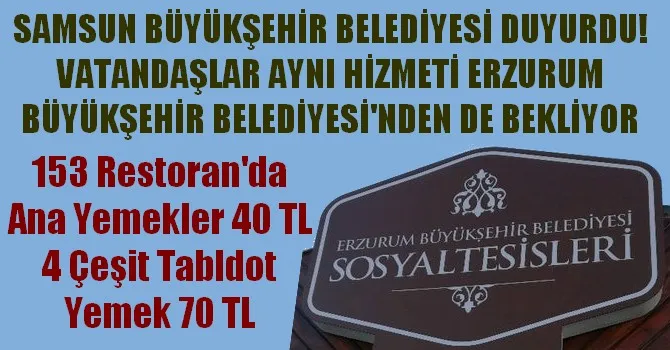 Samsun Büyükşehir Belediyesi Yaptı. Erzurum Büyükşehir Belediyesi