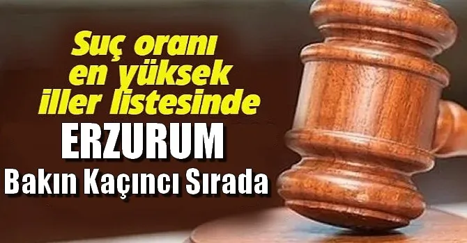Suç oranı en yüksek iller listesinde ERZURUM Bakın Kaçıncı Sırada