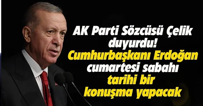 Cumhurbaşkanımız cumartesi sabahı tarihi bir konuşma yapacak
